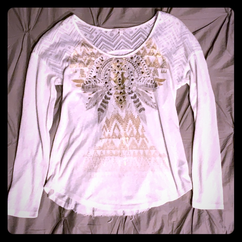 White and Gold Long Sleeve Top